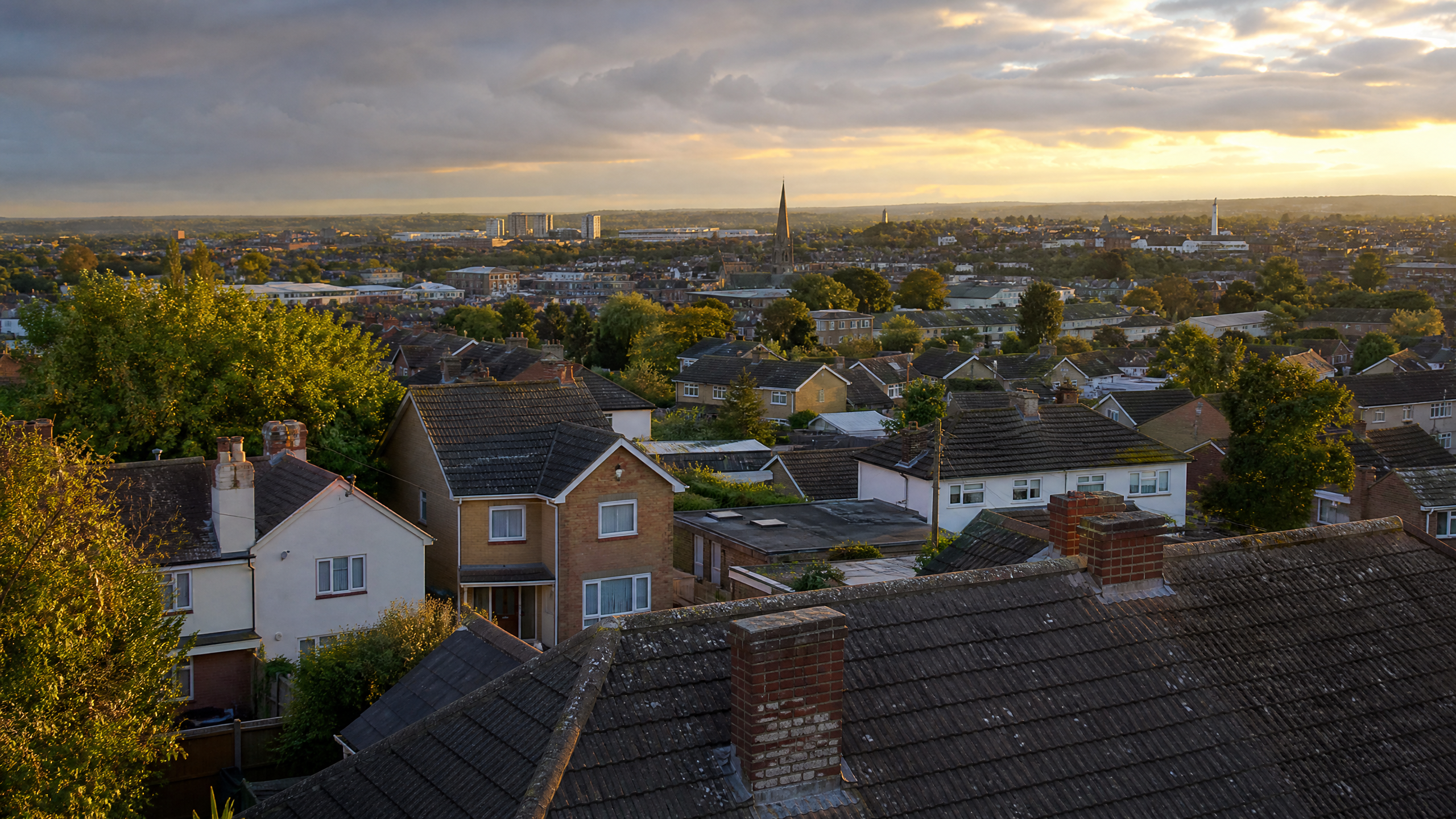 Aerial view of Kettering showing residential areas served by specialist resin driveway installer