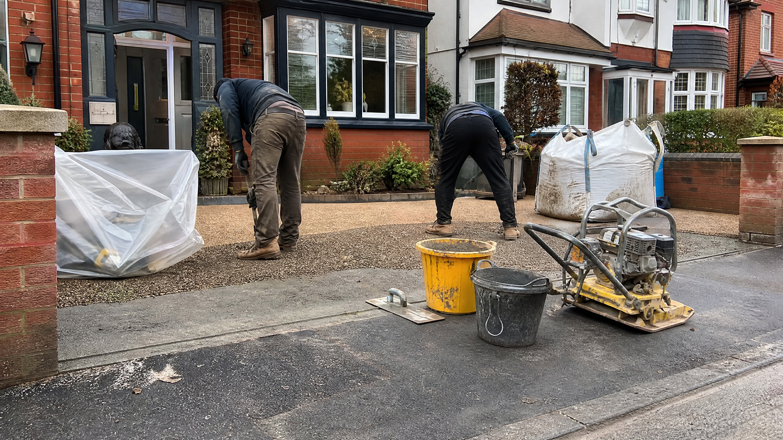 Resin Driveway Repairs & Cleaning in progress at a British residential property — professional service in Kettering