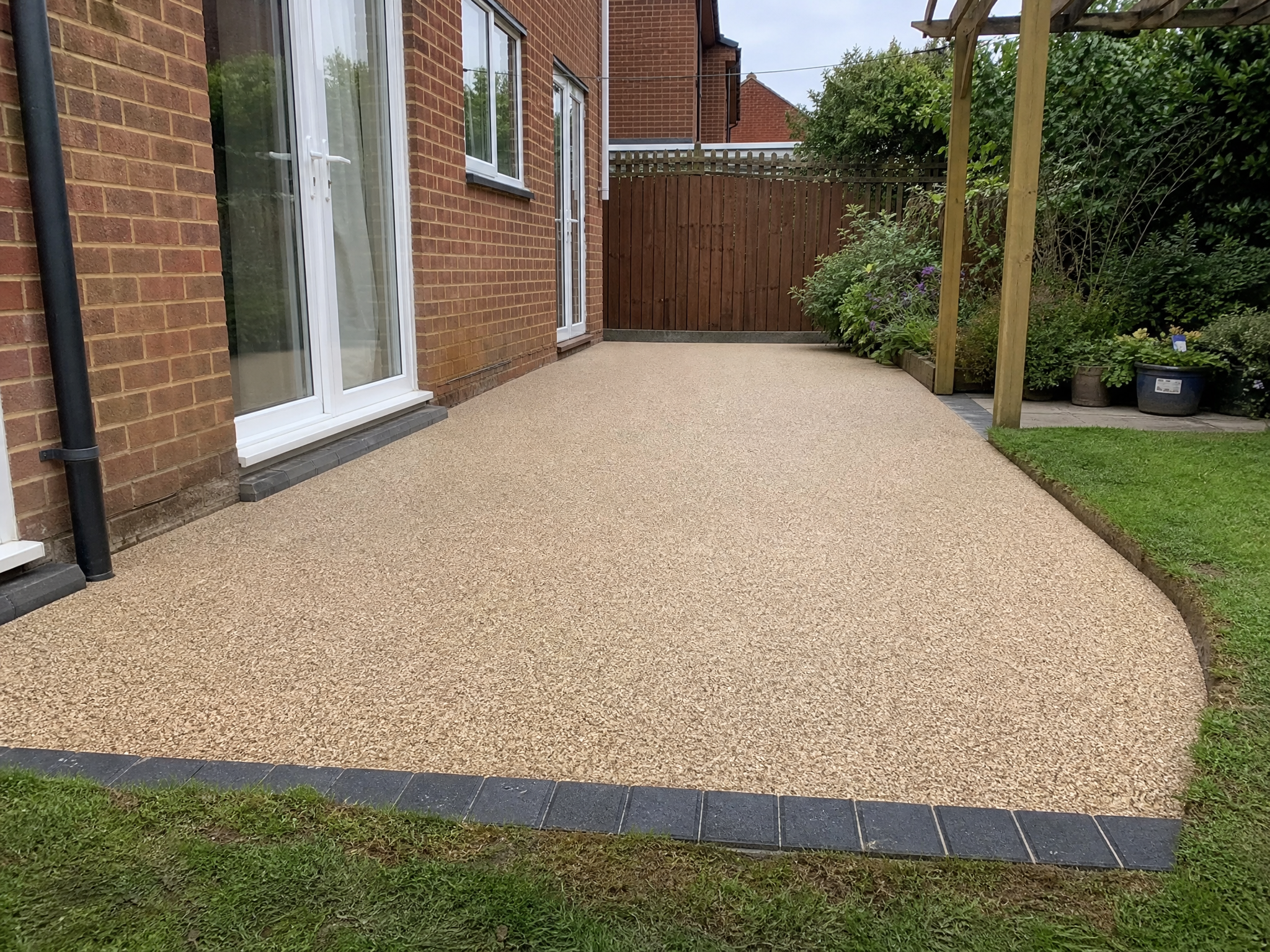 Completed resin patios showing professional quality workmanship in a British home