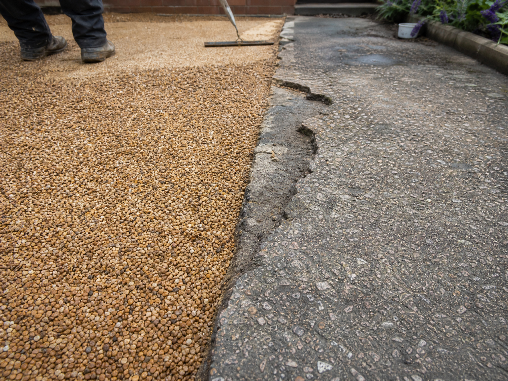Close-up detail relevant to resin bonded driveways — showing materials and installation technique