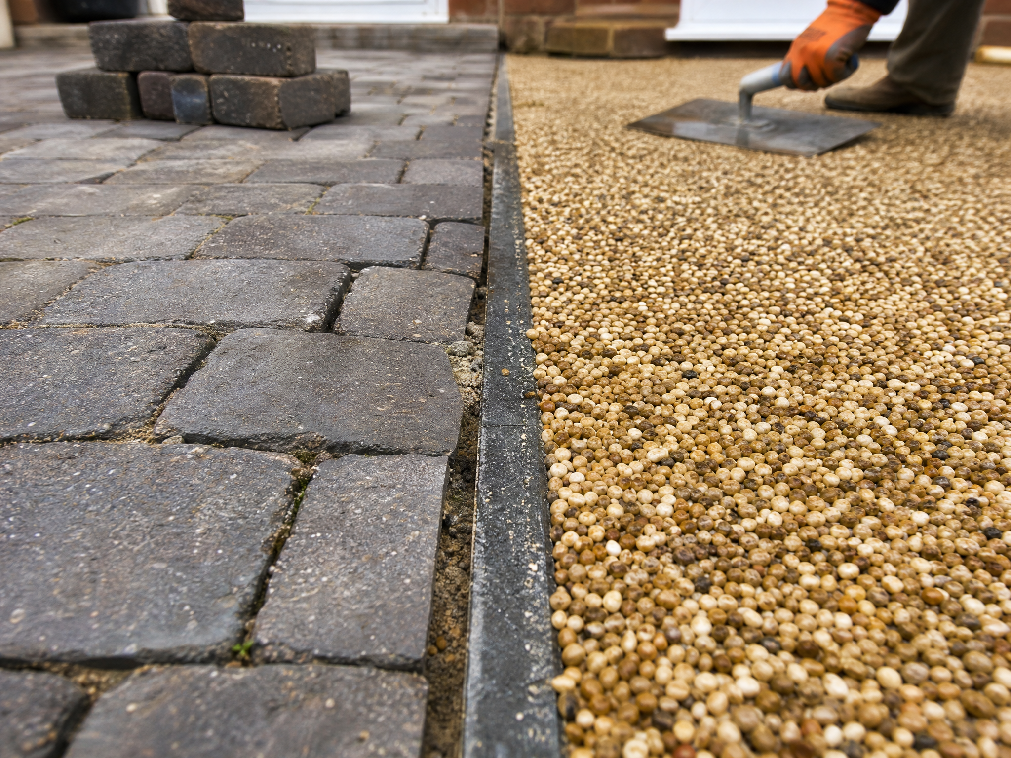 Close-up detail relevant to resin bound driveways — showing materials and installation technique